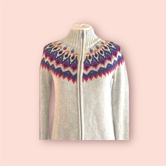 Chaps Colourful Knit Sweater Zip Up Cardigan Coat Women’s - Picture 2 of 11